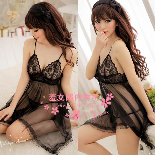 Mm yarn sexy sheer underwear nightgown suspender skirt charming set charming women's nightgown 8599