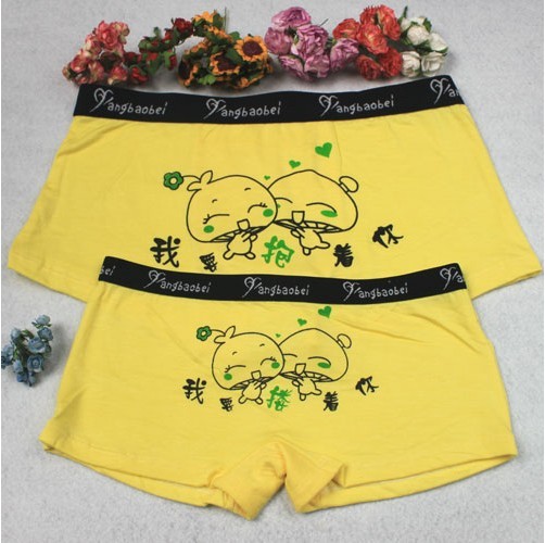 Modal cotton cartoon personality lovers panties underwear male women's panties set 18