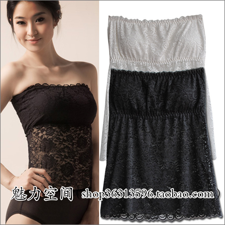 Modal lace long lining exquisite design spaghetti strap belt pad tube top tube top black and white