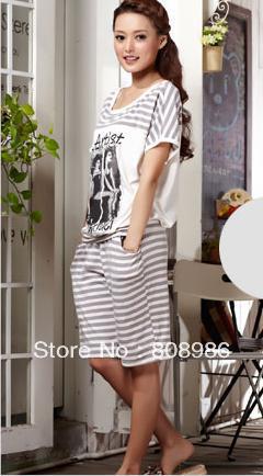 Modal large size nightgown leisure wear women's short sleeve suit