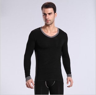 Modal male thermal underwear thin basic shirt V-neck long johns long johns set