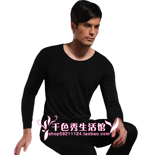 Modal male ultra-thin thermal underwear set long-sleeve o-neck solid color basic long johns long johns