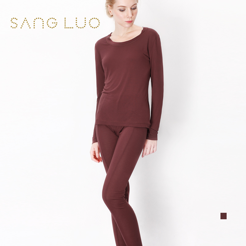 Modal mulberry silk blending women's thermostated thermal long sleeve length pants basic set 6521