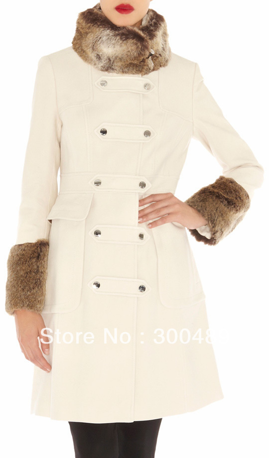 Moleskin inspired moleskin coat with faux fur  winter coat CP020