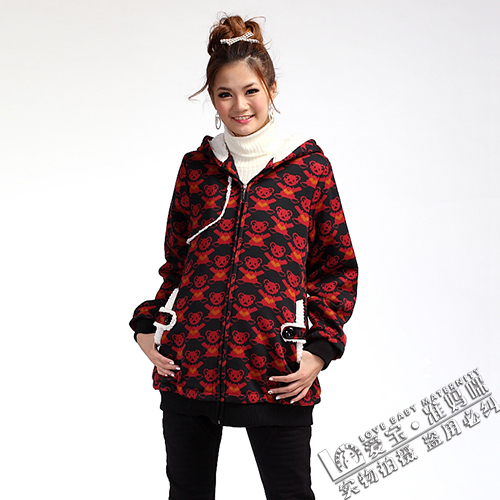 Mommas aibo quasi maternity clothing autumn and winter top maternity plus velvet sweatshirt berber fleece maternity outerwear