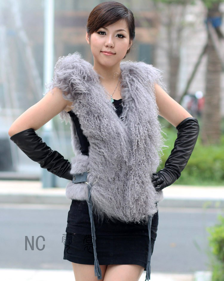 Mongolia sheep fur vest waistcoat gilet sleeveless coat jacket garment