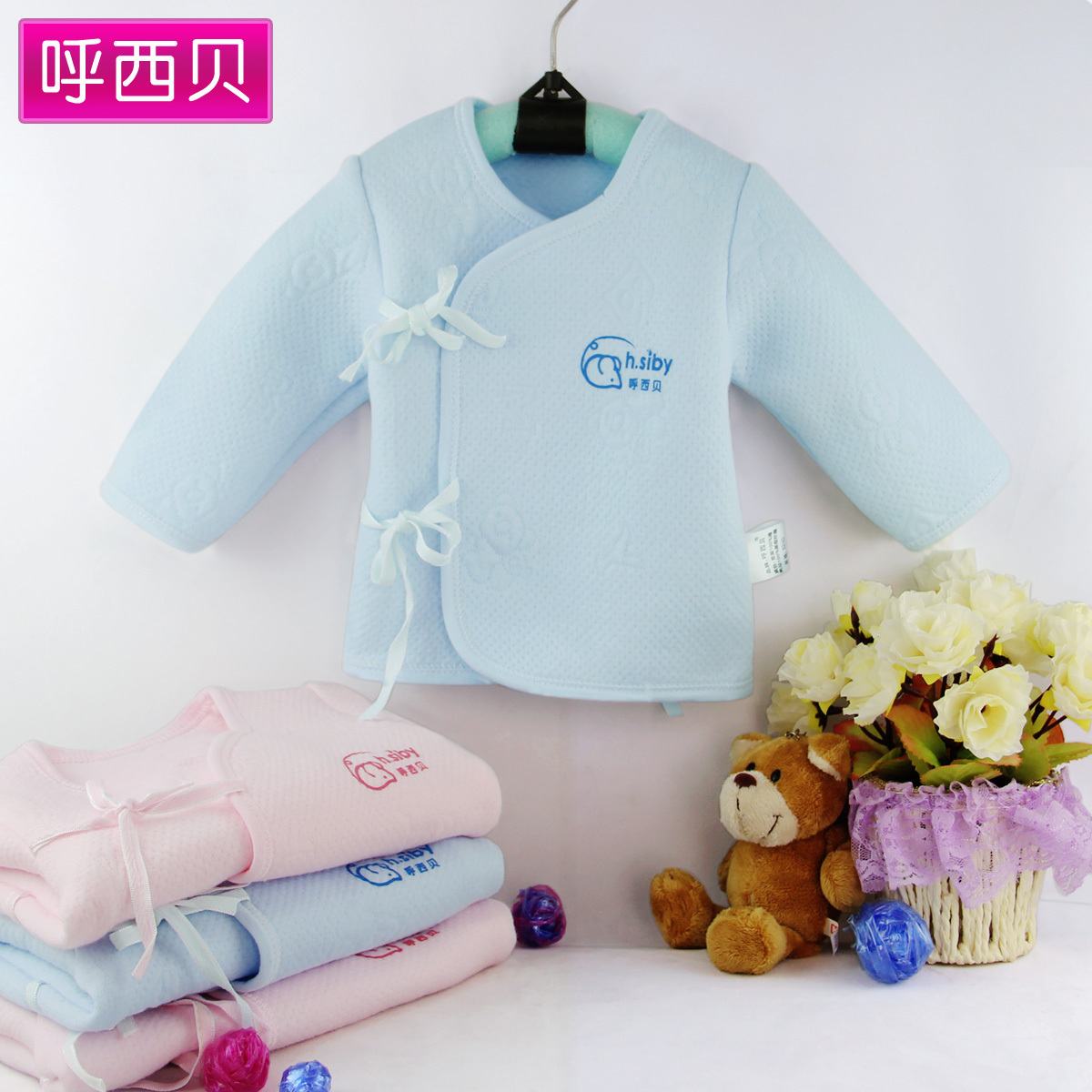 Monk clothes 100% cotton baby autumn infant children thermal underwear autumn and winter partial lapel top 362