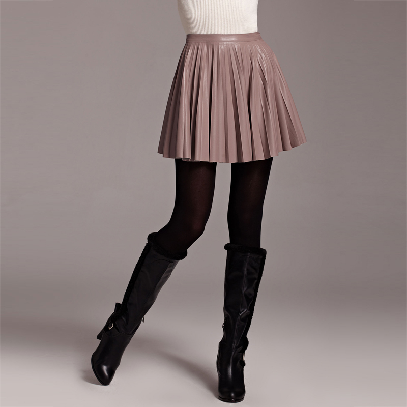 MOONBASA women's 2012 new arrival romance all-match faux leather PU pleated half-skirt 467212410