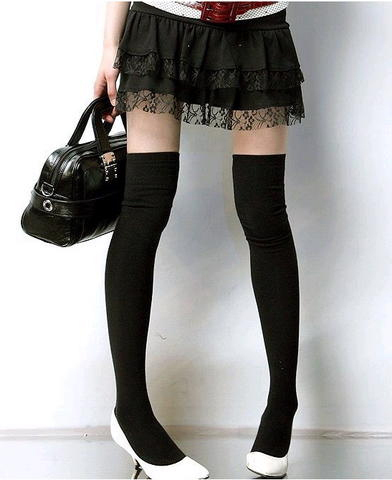 MOQ 1PC Spring and autumn 2012 black 100% cotton stockings thigh socks nagamune socks boot socks over-the-knee stockings legging