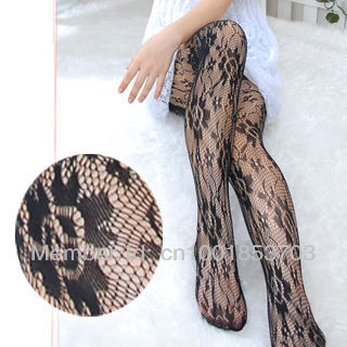 MOQ 1PCS mix order  women sexy big flower & small flower fishnet tights SO19030-BK