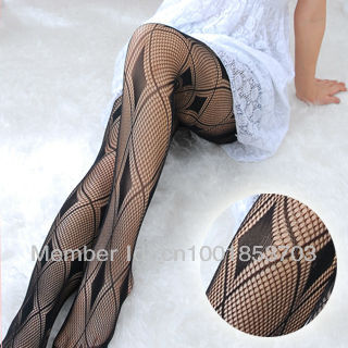 MOQ 1PCS mix order  women sexy big rhombus with small square fishet tights SO19018-BK