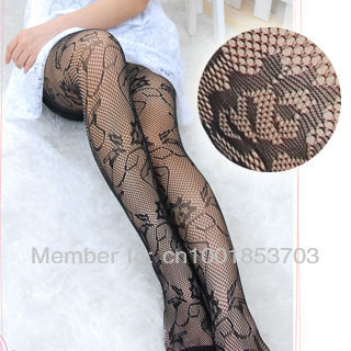 MOQ 1PCS mix order  women sexy flower & irregulary line fishet tights SO19012-BK