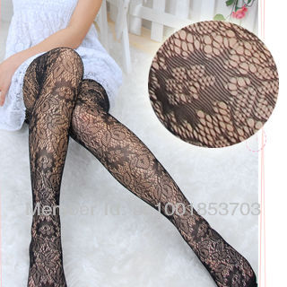 MOQ 1PCS mix order  women sexy flower & trefoil fishnet tights SO19034-BK