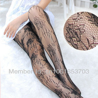 MOQ 1PCS mix order  women sexy rose & shoot  fishnet tights SO19029-BK