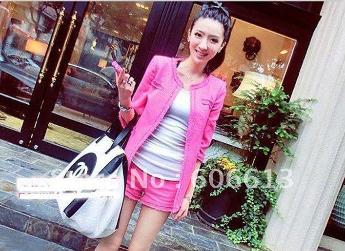 Morden Design! Pink Knitted autumn trench coat for women ,candy color woman slim fashion casual wind coat Free Shipping