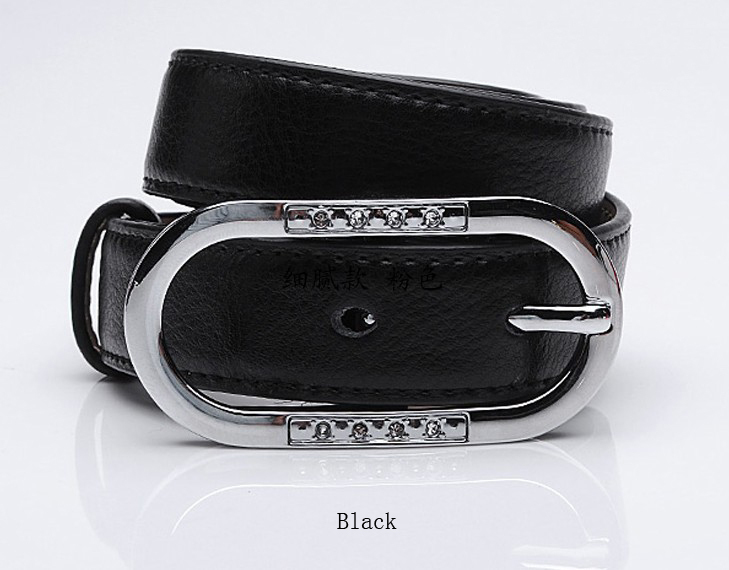 More colors,women genuine leather skinny belt with crystal buckle,lady cow real leather belts with crystal dress