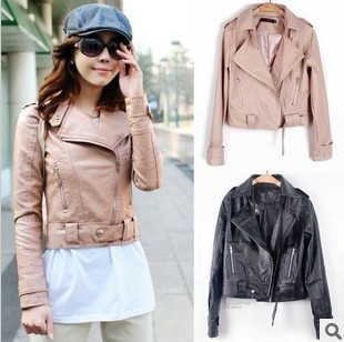 Motorbike Leather Jacket Women's Zipper PU Leather Jacket Lady Coat Outerwear Free Shipping Drop shipping A1101