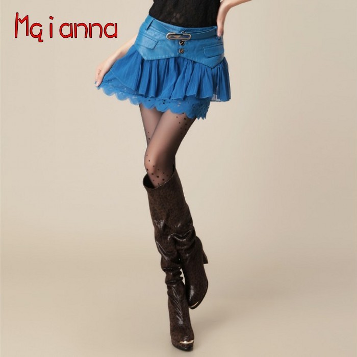 Mqianna leather short skirt autumn water wash PU bust skirt 2012 lather-bag short skirt