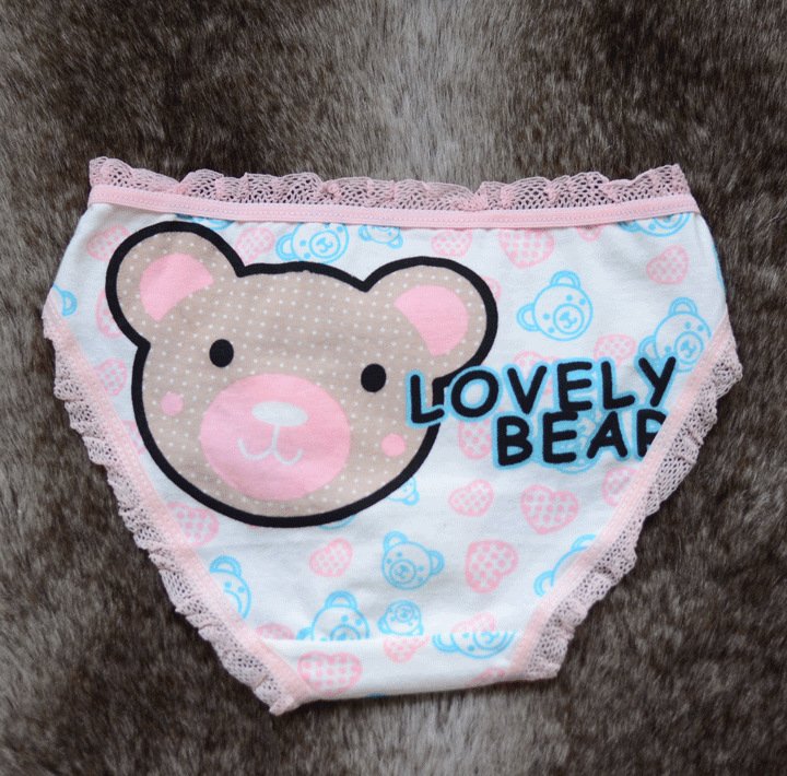 Mr-baby 100% cotton bear cartoon child panties lace girl trigonometric panties shorts