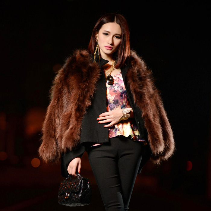 Mr . zz fashion ladies 2012 elegant noble slim raccoon fur coat wt165