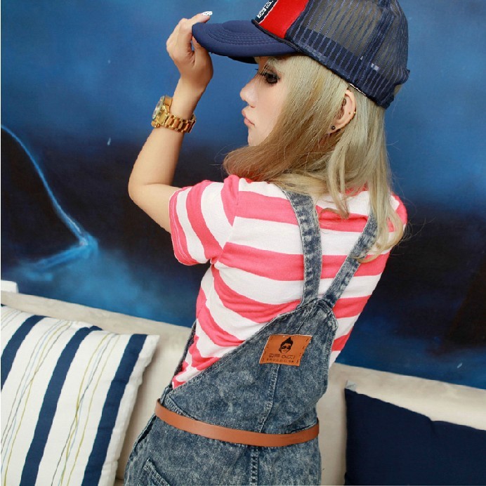 Ms. 2013 trendy denim overalls denim shorts cowgirl