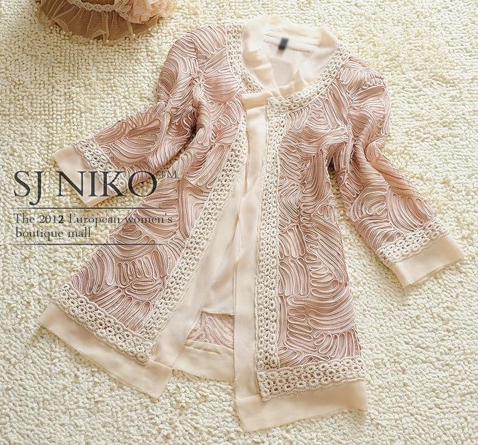 MS COLOR 2012 Autumn Gorgeous Embroidery Lace Ladies' Fashion Trench