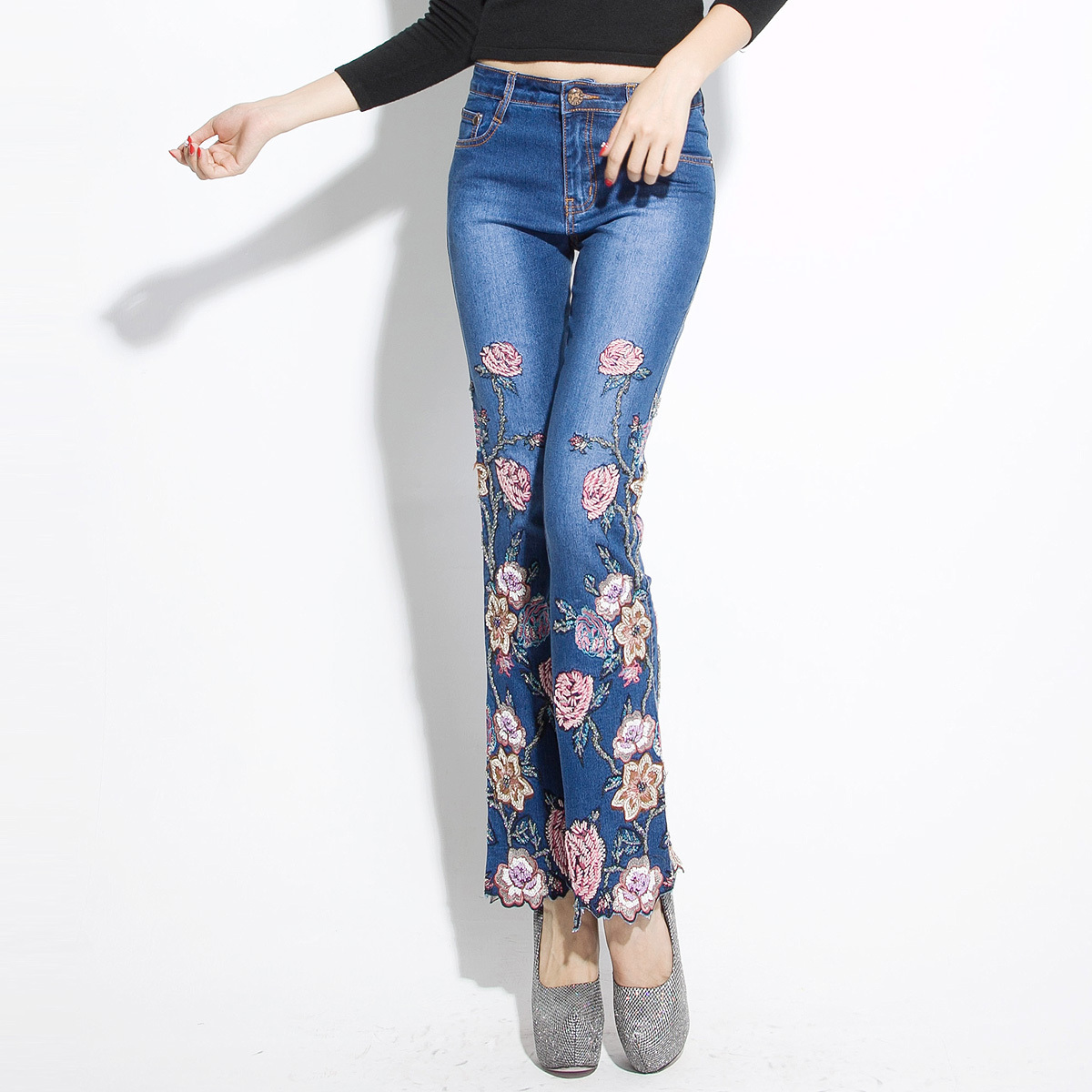 MS COLOR Gorgeous Beading & Embroidery Women's Ladies' Jeans, High Quality Authentic, plus size