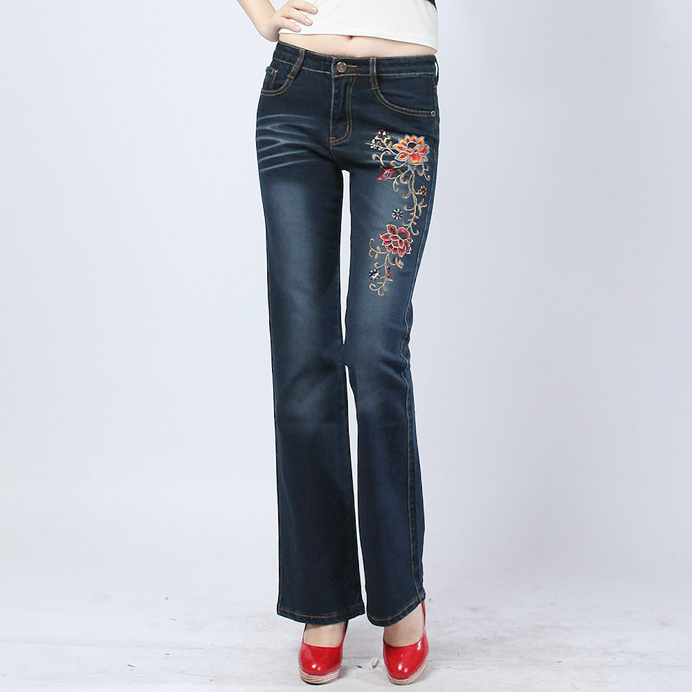 MS COLOR Unique Embroidery Elastic Women's Ladies' Jeans, High Quality Authentic