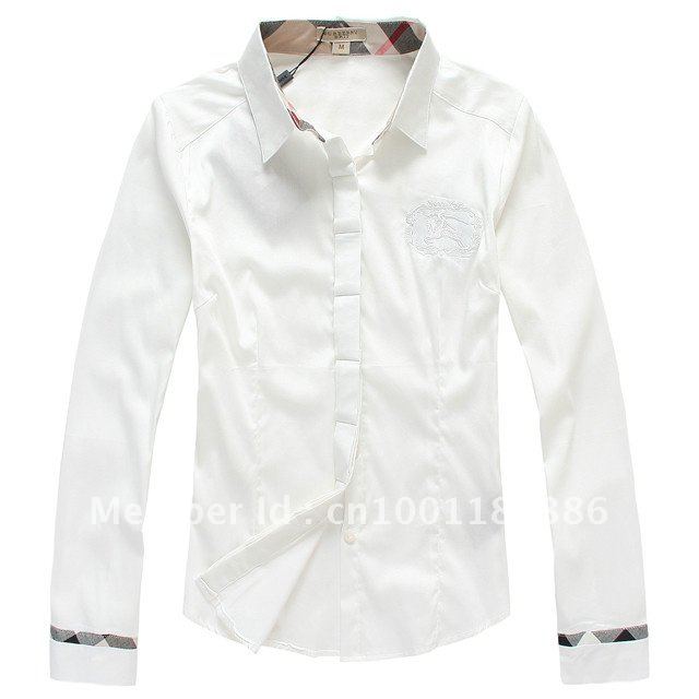 Ms. lapel bur berrynew embroidery Slim solid color long-sleeved shirts, casual shirts, fashion shirt free shipping