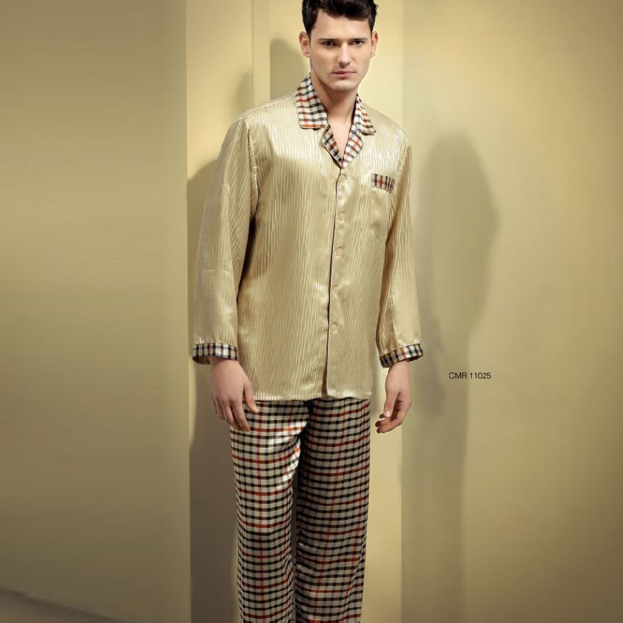 Mulberry silk heavy silk sleepwear male long-sleeve sleepwear sets 11025 male free shipping