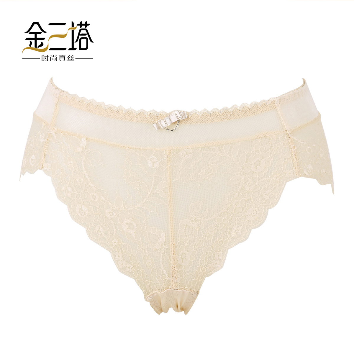 Mulberry silk mid waist panties female silk antibiotic sexy lace briefs