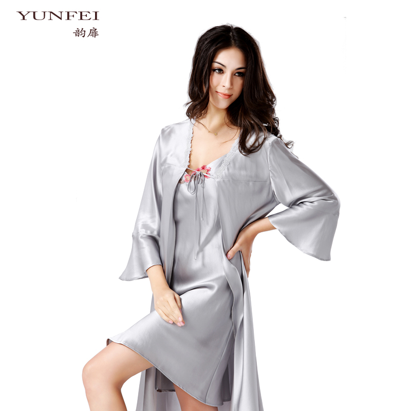 Mulberry silk noble elegant robe female