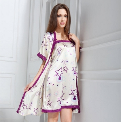 Mulberry silk silk sleepwear silk nightgown Women suspender skirt twinset s996