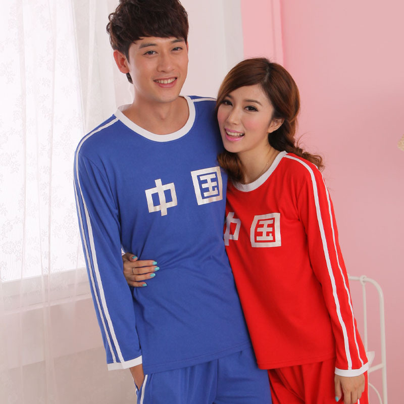 Multicolour autumn and winter lovers sleepwear long-sleeve sports casual sleepwear reminisced sleepwear lounge set