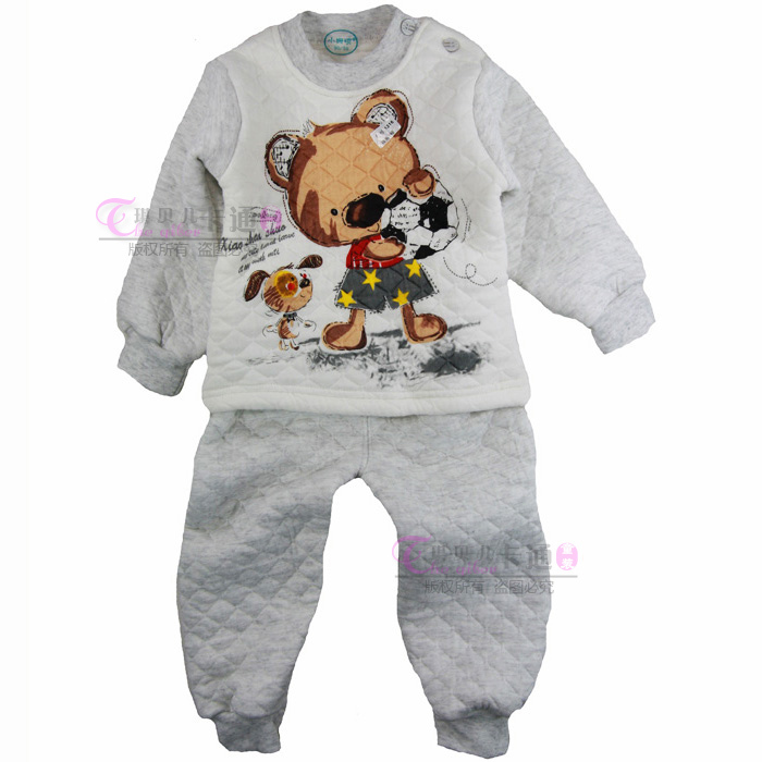 Multicolour bear thickening plus cotton thermal underwear child underwear set baby underwear autumn and winter 1 - 5