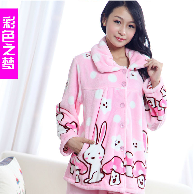 Multicolour casual cartoon mushroom rabbit women's derlook sleepwear