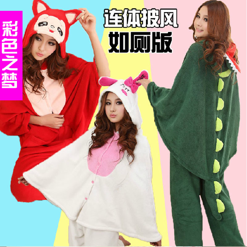 Multicolour winter thickening coral fleece sleepwear stitch animal cartoon one piece sleepwear lovers sleepwear