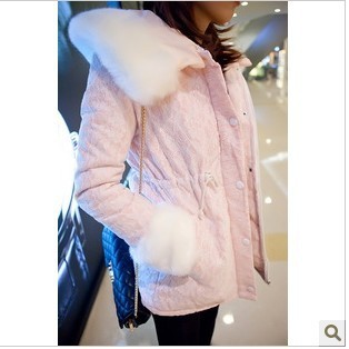 Mushroom autumn and winter lace cotton-padded jacket with a hood outerwear cardigan overcoat wadded jacket women's clothes slim