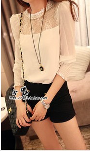 Mushroom clothes women's 2013 spring royal vintage stand collar lace princess chiffon shirt