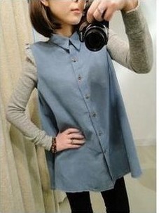 Mushroom spring women's 2012 pads puff sleeve small lapel color block denim long-sleeve shirt