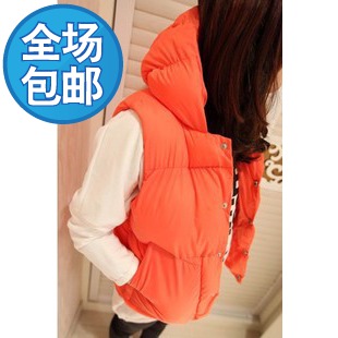 Mushroom women outerwear autumn and winter solid color super cotton candy cotton vest