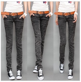 Mushroom women's 2013 spring black skinny pants pencil pants denim trousers