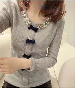 Mushroom women's honey spring 2013 clothes bow sweater