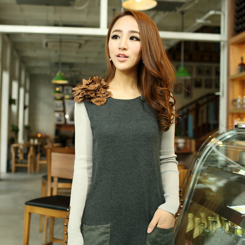 Mvno women's formal spring button solid color knitted outerwear female o-neck pullover sweater