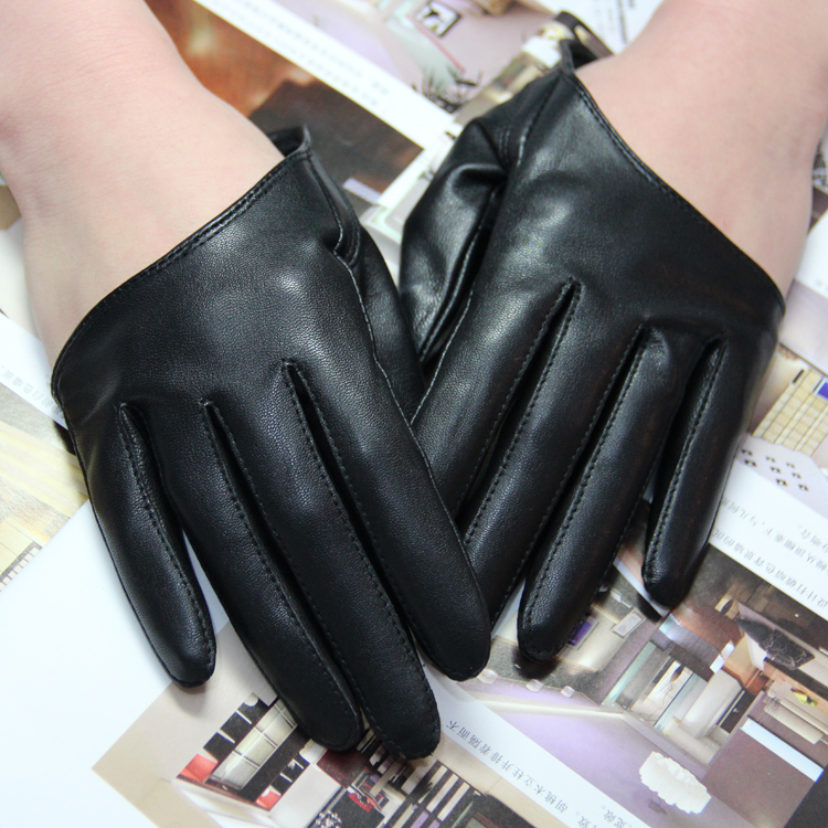 N sheepskin genuine leather thin gloves fashion personality half glove