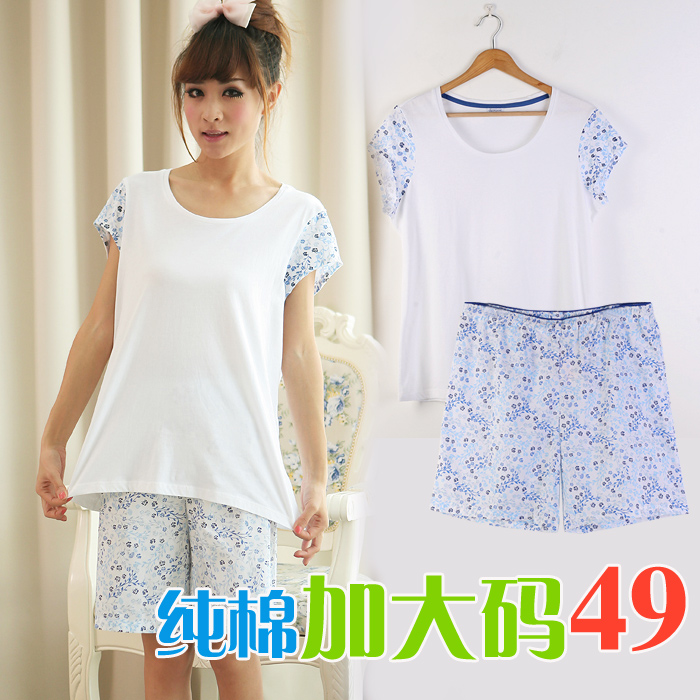 N summer tcm elegantlife Women 100% cotton 100% cotton short-sleeve capris sleep set twinset 2