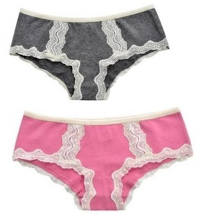 N017  Free shipping PINK (6piece) New 100% cotton  women's Sexy lace briefs