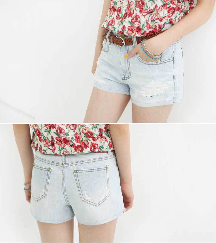 N07 2013 new shorts cotton fabric jeans | waist light blue straight summer shorts jeans Free shipping