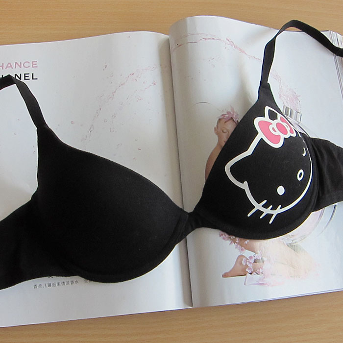 N2 h amp . m HELLO KITTY black cartoon single-bra 65a70b