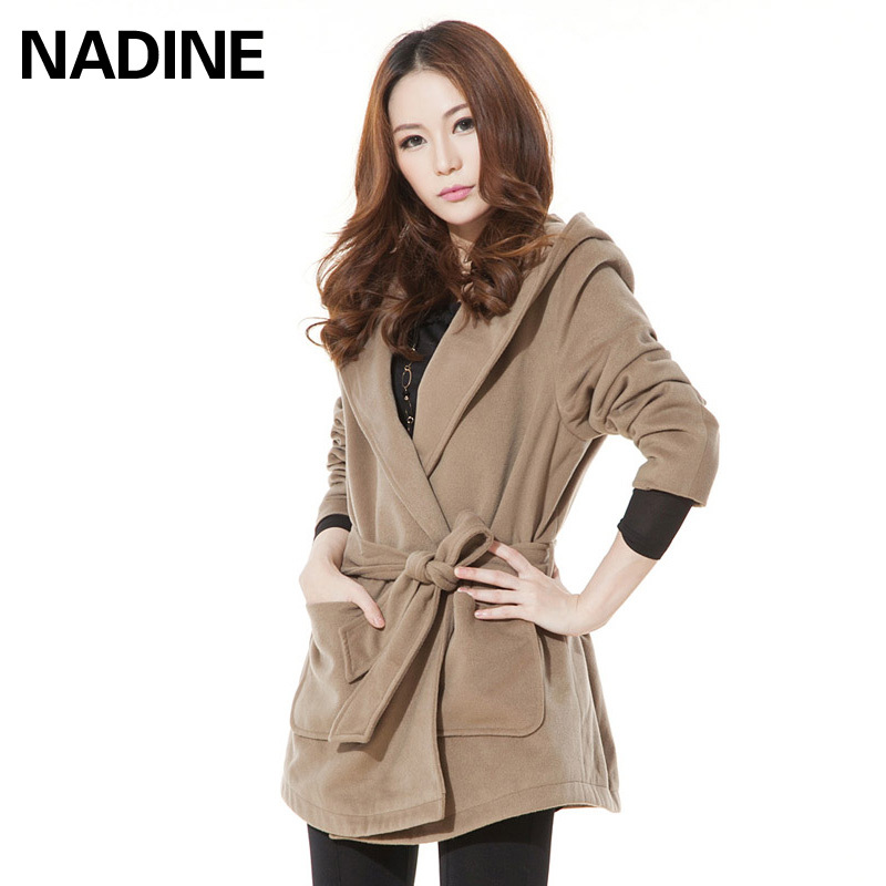 Nadine 2012 plus size fashion with a hood wool cloth cis loose casual wool coat outerwear female